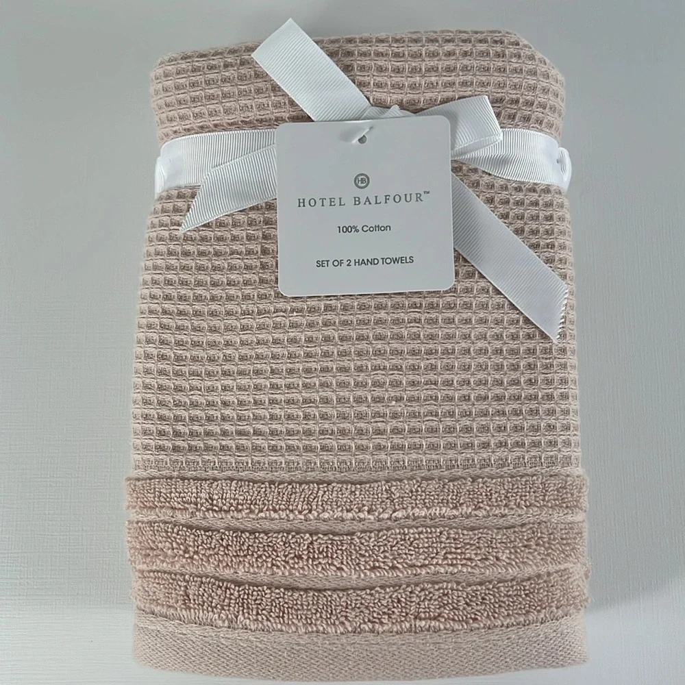 Hotel Balfour Hand Towels Light Pink 100% Cotton 2 Pieces NEW